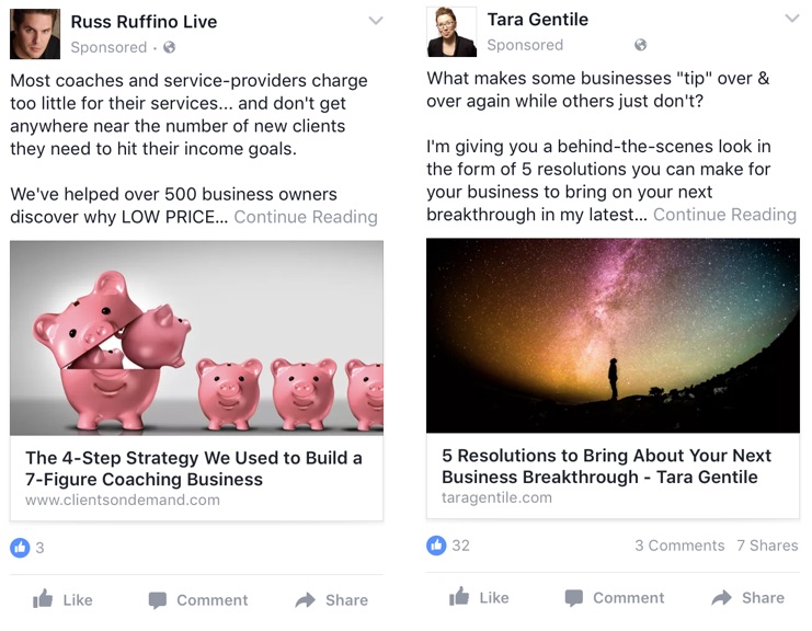 Facebook ad image examples