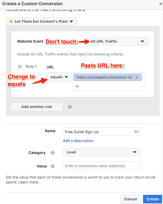 Set up custom conversions